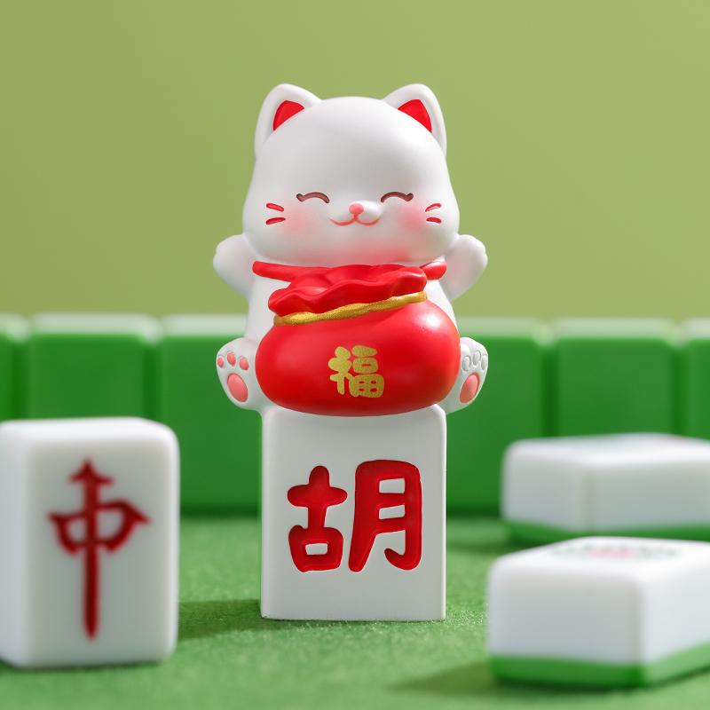小物 マージャン 猫 リーチ 卓上 デスク 小さい オフィス デスク 目印 アイコン かわいい 風水 財運 開運