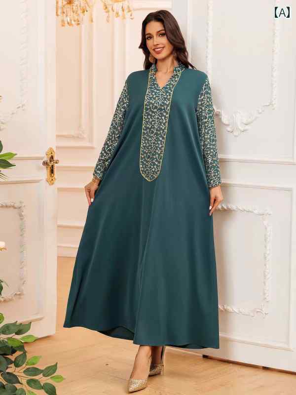 ワンピース レディース 中東 サウジアラビア 衣類 ファッション 刺繍 ドバイ インドネシア 観光 ローブ ドレス エレガント 贈り物