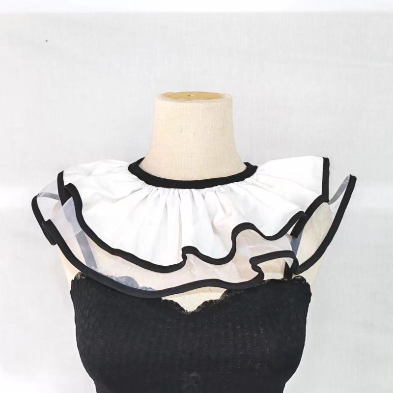 レディース ファッション アイテム レトロ スカーフ つけ襟 ピエロ コスチューム モノクロ ロリータ フェイクカラー アクセサリー 宮殿風 高級感 クラシカル モード ヨーロピアン