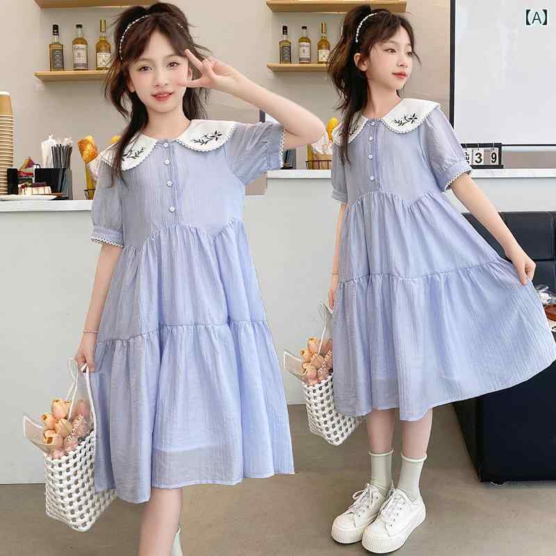 女の子 夏 ドレス 韓国 サマー プリンセス ワンピース フリル キュート リゾート 子供 スカート ファッション