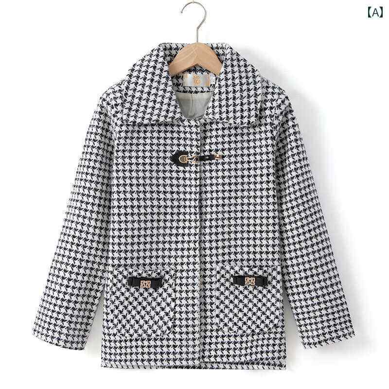 トップス レディース チェック柄 ウール コート ショート型 女性 春秋 レギュラー カーディガン ファッション