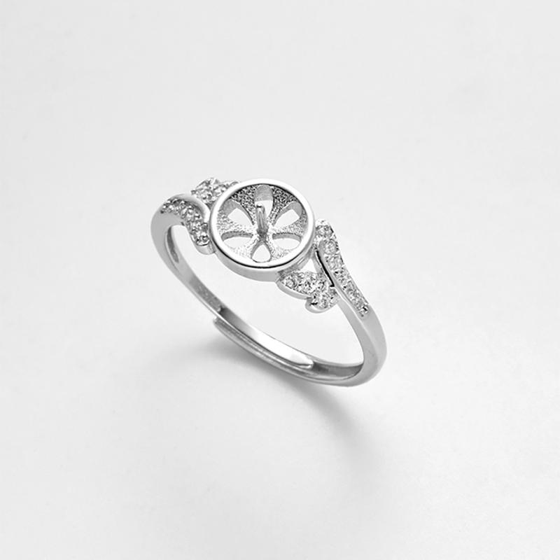 指輪 空枠 パールリング セッティング S925 シルバーメッキ ハンドメイド 韓国ファッション クラフト フレーム 素材 ラグジュエリー エレガント シンプル 象嵌 はめ込み細工