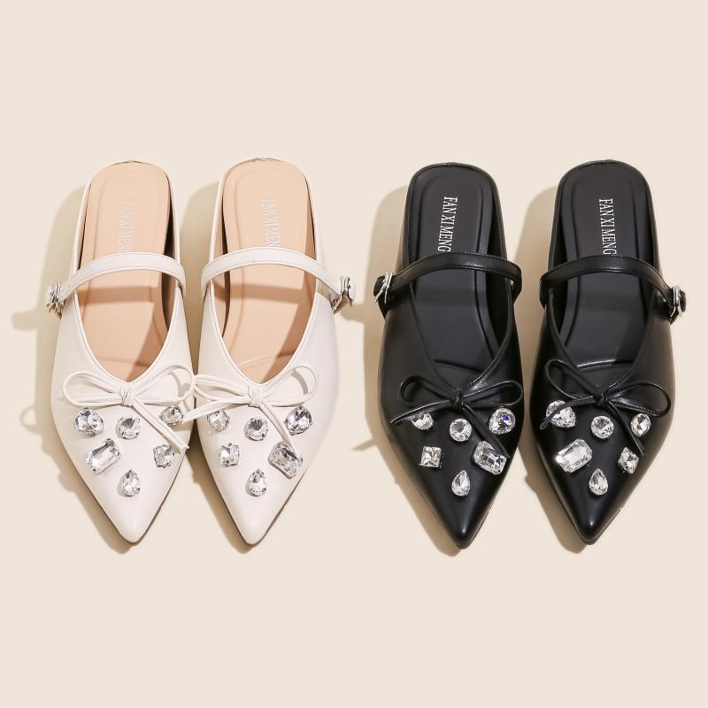 靴 ラインストーン シューズ レディース フェミニン サンダル クリスタル カジュアル スリッパ リラックス ガーリー ロマンティック