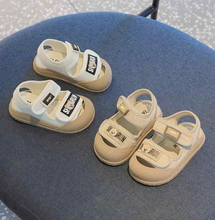 Other - キッズ シューズ 靴 幼児 子供 くまの顔 熊 ソフト メッシュ 安全 滑り止め つま先 保護 ガード サンダル かかと空き 白 薄ベージュ 13～17cm 軽量 通気性 耐久性