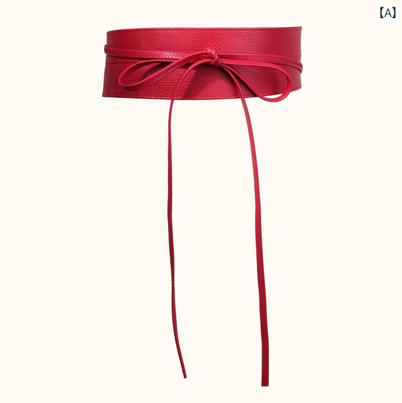 ベルト カジュアル レディース ライチ 柄 レザー ワイド ウエスト バンド 黒 スカート レース 付き ロ..