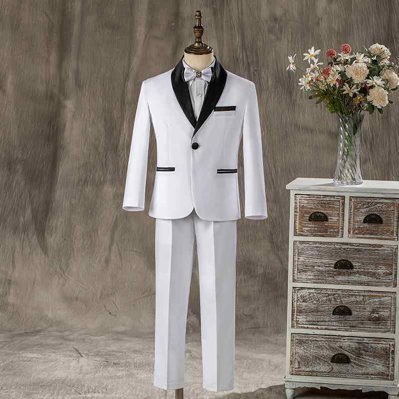 キッズ ボーイズ ファッション 白 スーツ ジャケット ジレ ベスト パンツ ズボン セットアップ タキシード ステージ衣装 パフォーマンス フォーマル ピアノ演奏 おしゃれ 特別な日