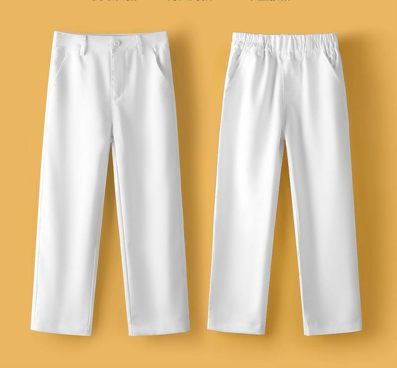 キッズ ボーイズ ファッション ズボン ボトムス パンツ ホワイト ストレート しわ防止 通気性 快適 伸縮性 合唱 ステージ衣装 フォーマル 制服 イベント セレモニー