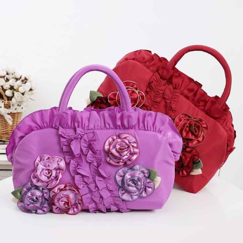 レディース バッグ ハンドヘルド スクエア型 レトロ クラシック フリル 花柄 おしゃれ カジュアル かわいい ジッパー エレガント ボヘミアン パーティー ギフト