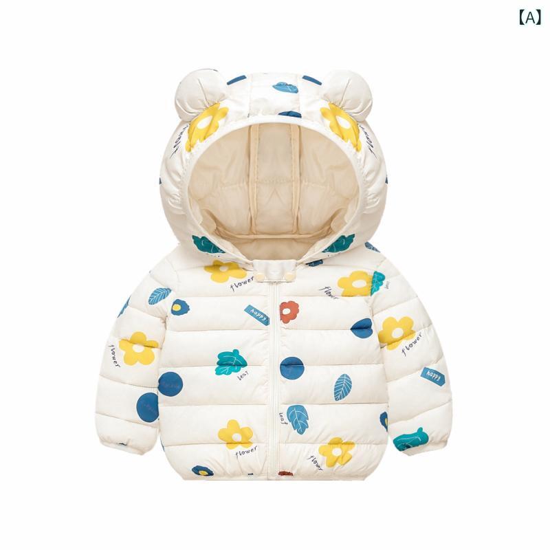 中綿ジャケット キッズ ベビー 男の子 女の子 秋冬 冬 保温 防寒 フード付き ジップアップ 軽量 かわいい キャラクター 花柄 柔らかい 韓国風