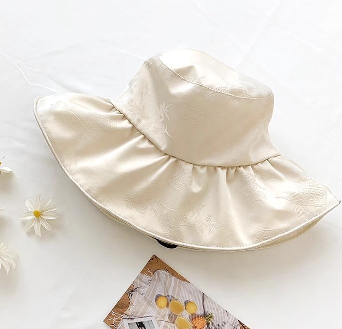 帽子 レディース チャイナ風 エレガント ジャカード 夏 カジュアル つば広 日焼け防止 紫外線対策 アウトドア セレブ サマー