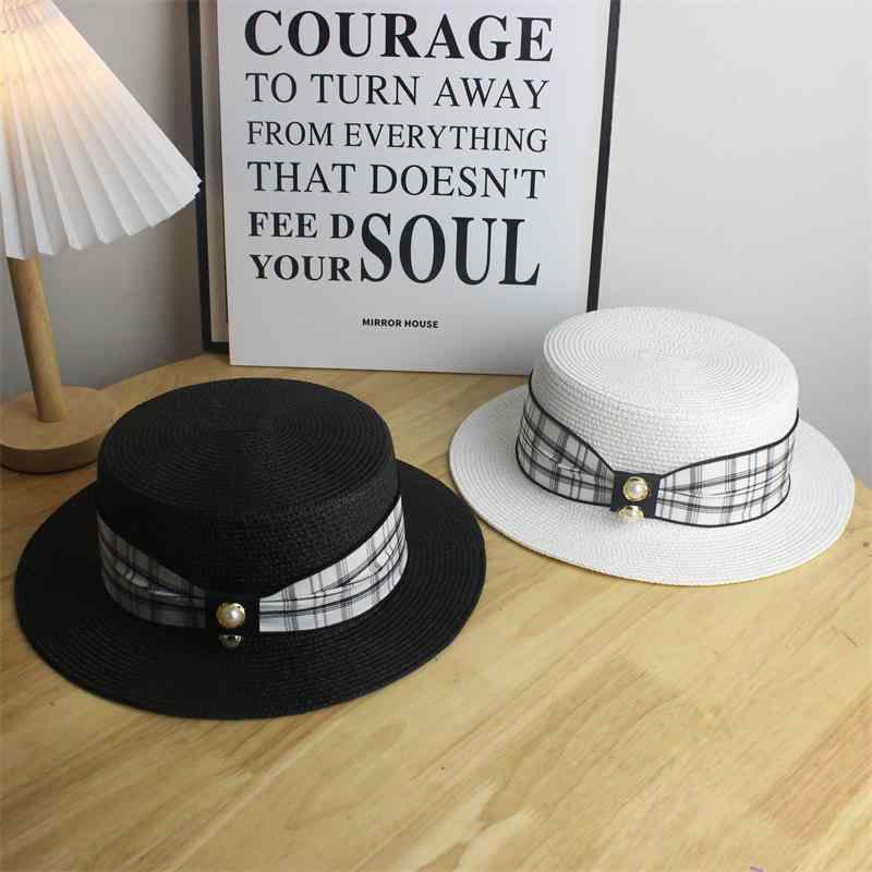 帽子 レディース ファッション 夏コーデ つば広 韓国 スタイル キャップ ストライプ リボン ビーチハッ..