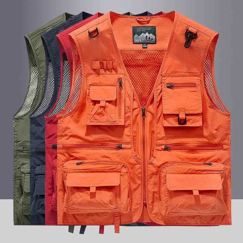 春夏 作業着 ベスト メンズ 速乾 大きいサイズ アウトドア 釣り ジャケット 実用的 多機能 通気性 軽量 カジュアル 便利