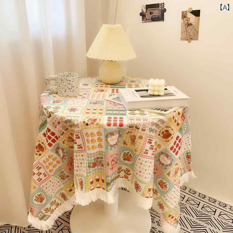 テーブルクロス インテリア ハート タッセル レース 花柄 フランネル 田園風 レトロ フルーツ柄 フェミニン かわいい エレガント ナチュラル ホームデコ