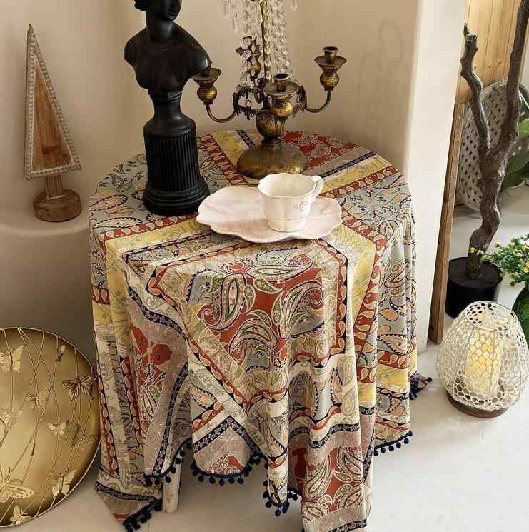 テーブルクロス インテリア 高級感 レトロ エスニック ダイニング 民族風 カジュアル ホームデコ 伝統 カントリースタイル 模様