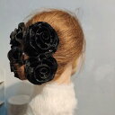 レディース ヘアクリップ 髪留め フラワー 花 おしゃれ 大きめ エレガント ダーク ラインストーン カジュアル パーティー イベント 小物 ファッション ギフ...
