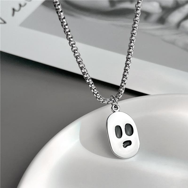 メンズ ネックレス ペンダント シンプル カジュアル かわいい ゴースト 個性的 ゴシック 男女兼用 スタイリッシュ アクセサリー チタン ペア カップル スト...