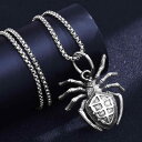 メンズ ネックレス アクセサリー クモ スパイダー ペンダント チェーン付 カジュアル チタン 韓国 ストリート ファッション レトロ クラシック パンク クー...