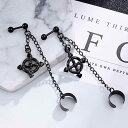 メンズ ピアス アクセサリー ブラック チェーン シック おしゃれ ユニーク カジュアル メタル 韓国 ストリート ファッション ギフト