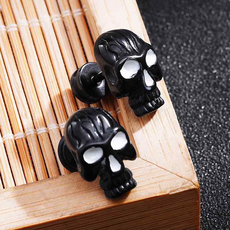 メンズ ピアス アクセサリー シンプル カジュアル ドクロ スカル 骸骨 チタン おしゃれ アメリカン レトロ クラシック ストリート ファッション 小物 ペア...