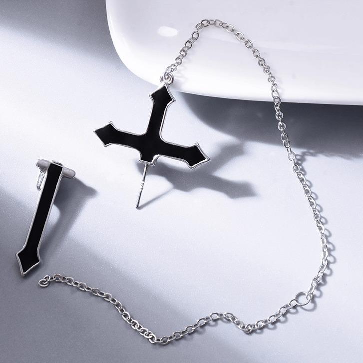 メンズ ピアス アクセサリー クロス 十字架 個性的 ユニーク ダーク クール シンプル カジュアル スタイリッシュ魅力的 おしゃれ インパクト ストリート フ...