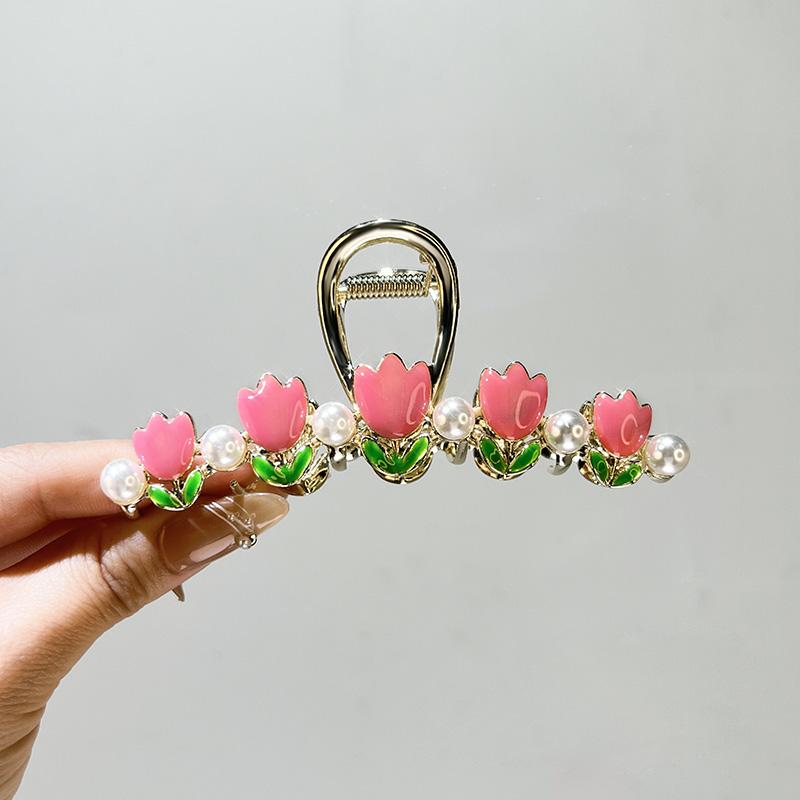 髪留め ヘアクリップ チューリップ 花柄 フラワー おしゃれ かわいい 韓国 ファッション カジュアル デイリー 上品 スタイリッシュ アクセサリー 個性的 ギ...