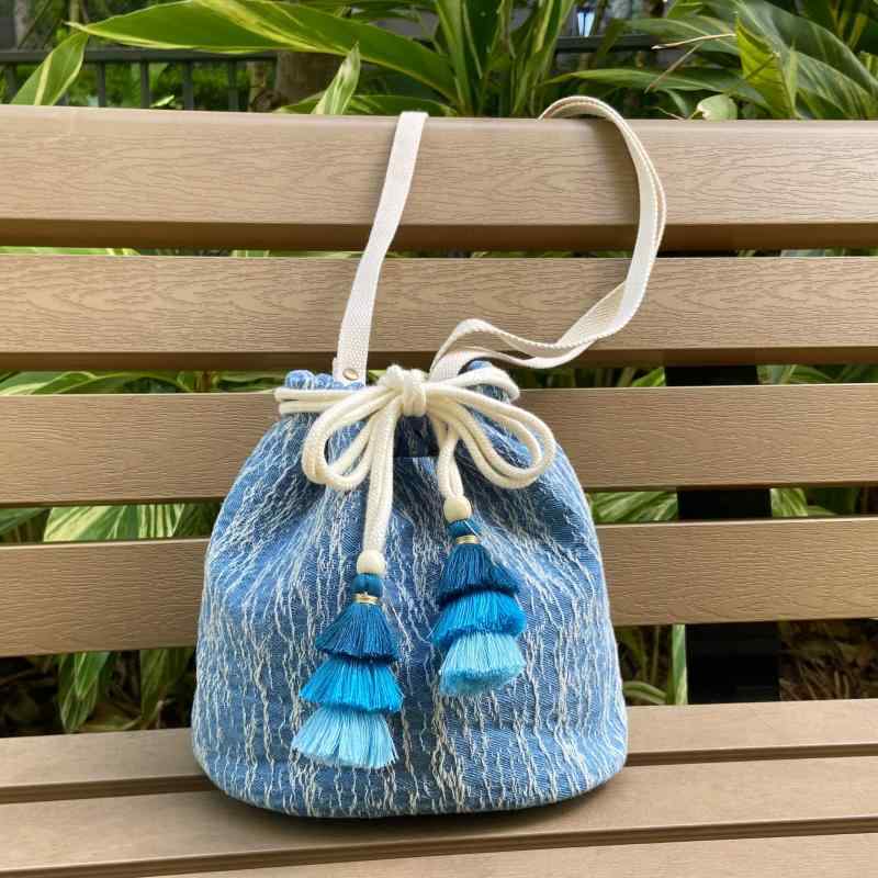 レディース ショルダー ストラップ バッグ 鞄 肩掛け おしゃれ カジュアル デニム生地 シンプル 軽量 レジャー お出かけ 旅行 バケット