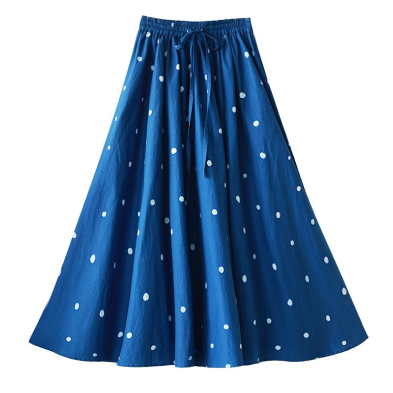 ドット柄 スカート モード レディース 春秋 スタイリッシュ Aライン 優雅 ロング シンプル エレガント カジュアル フェミニン クラシック モダン(4)