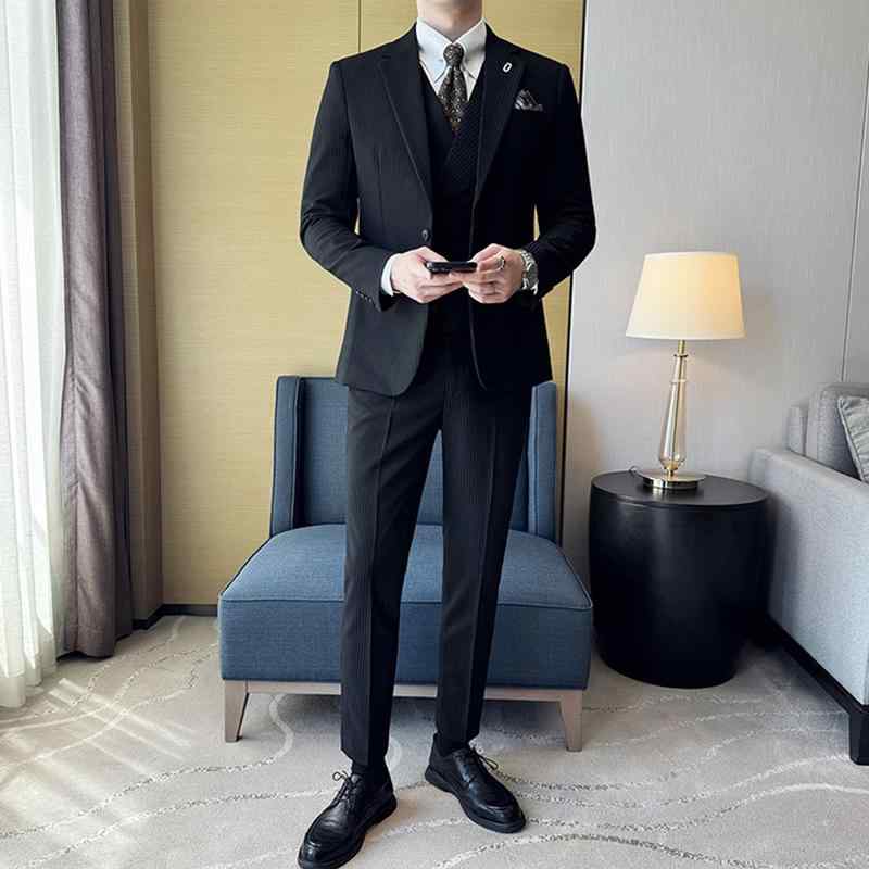 メンズ ファッション スーツ ストライプ ジャケット パンツ ズボン ベスト シャツ ネクタイ セットアップ ウェディング ビジネス フォーマル カジュアル 洗練