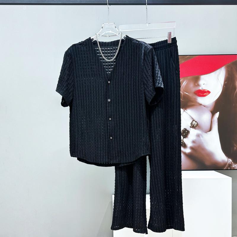 セットアップ メンズ ファッション モード シンプル スタイリッシュ ミニマル 快適 上品 クール モダン リラックス 半袖 Vネック