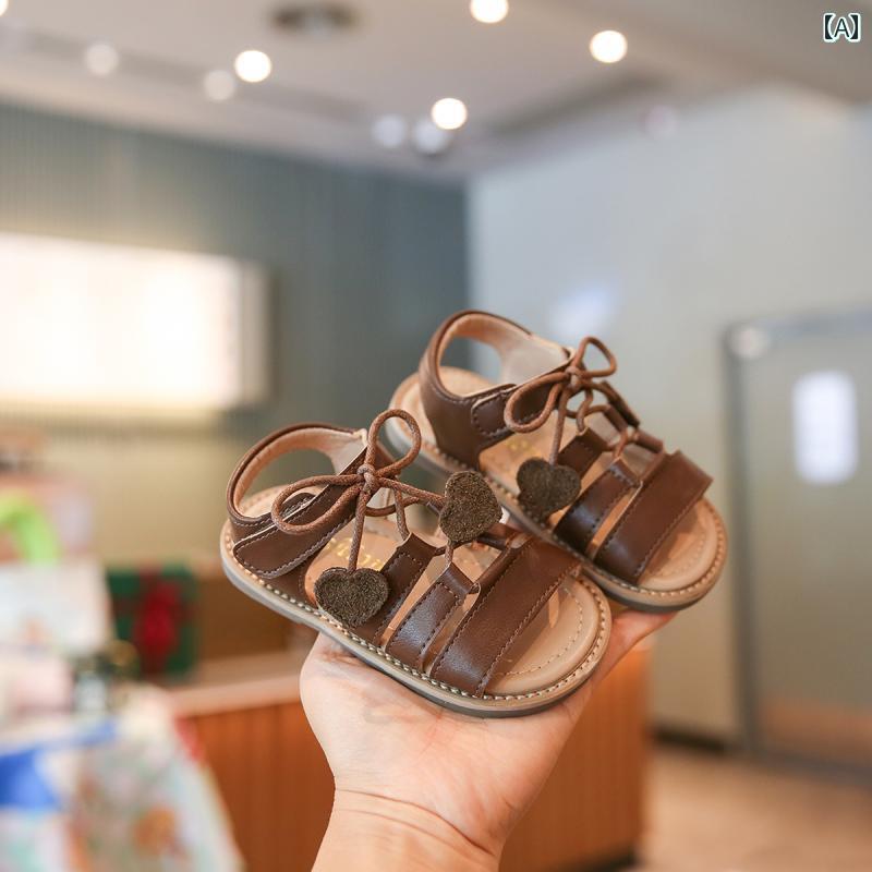 サンダル 女の子 子供 夏 カジュアル ビーチ シューズ 韓国 オープントゥ プリンセス 3歳 リボン 柔軟 レジャー