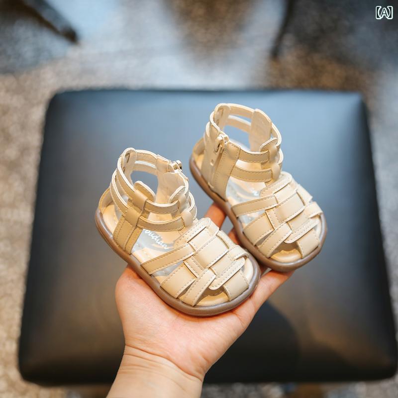 サンダル 女の子 赤ちゃん プリンセス シューズ 夏 ベビー 幼児 靴 ソフト ソール 1～3歳 ジッパー ビ..