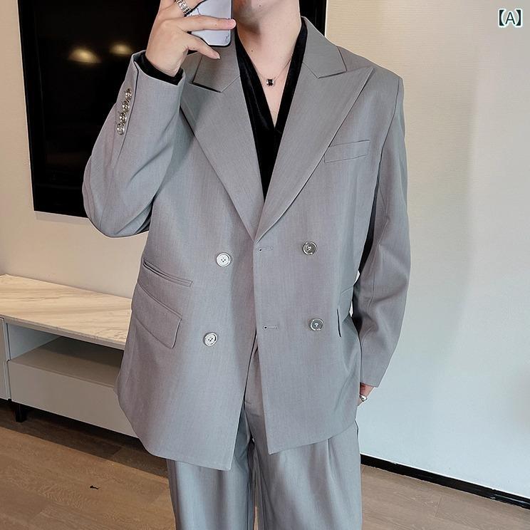 スーツ メンズ 春秋 カジュアル ジャケット 長袖 ズボン 高級感 シンプル デザイン おしゃれ エレガント ダンディ スタイル シック ビジネス ファッション モダン