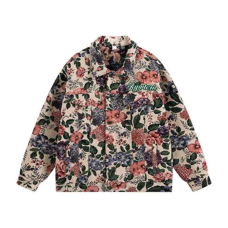 社交的 男性 メンズ エレガント おしゃれ 高級感 カジュアル デート ストリートファッション ジャケット 秋 クール かっこいい モダン フローラル 花柄
