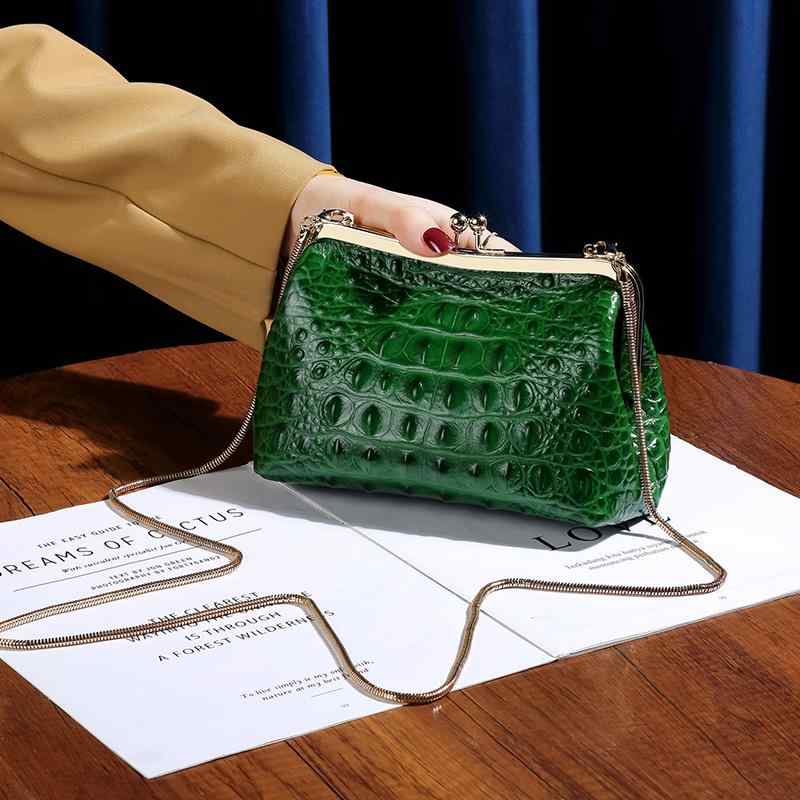 レディース ファッション アイテム ショルダーバッグ クロスボディ クラッチ クロコダイル柄 牛革 チェーン スモール 社交 パーティー スタイル 大容量 クリップ