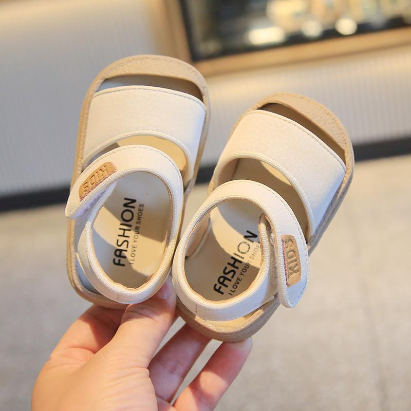 夏 ベビー サンダル シンプル 男の子 女の子 おでかけ スポーティー オフホワイト カーキ 滑り止め ビ..