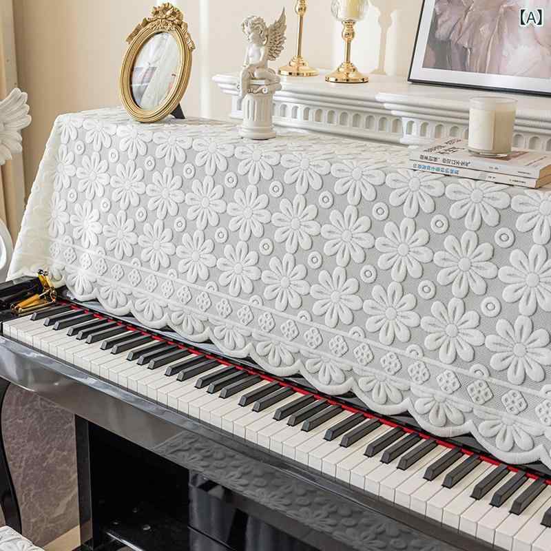 ピアノカバー フレンチレトロ アンティーク調 モダン シンプル 高級感 レース製 防塵 電子ピアノ デジタルピアノ用 ピアノ椅子 スツールカバー ハーフ フルカバー オフホワイト 花柄 インテリア 模様替え
