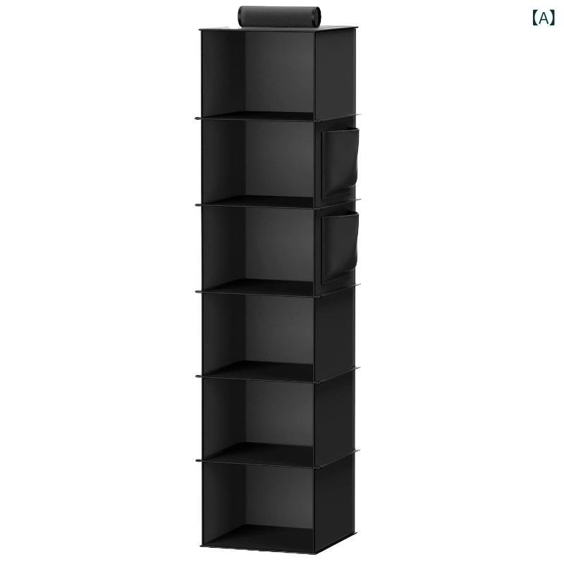 吊り下げ収納 折りたたみ式 洗える 布製 クローゼット 衣類整理ラック 洋服 下着 小物 雑貨 バッグ 靴 多用途 黒 グレー ベージュ