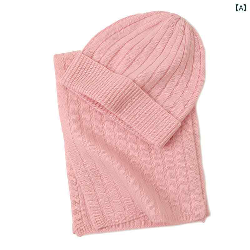 Wear （Martial Arts） - ニット帽 キッズ 女の子 耳当て付き 無地 カシミヤ 保温 防寒 あったか ふわふわ マフラー付き2点 シンプル カジュアル 秋冬 通学 お出かけ 普段使い
