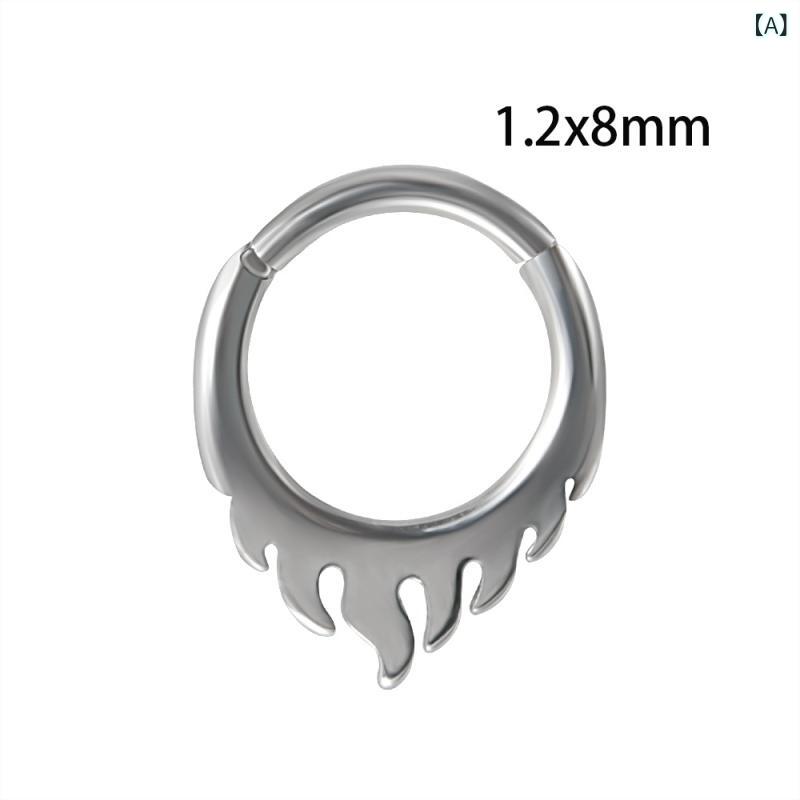 Body Earrings - 鼻ピアス ステンレス 16G ボディピアス フレイムデザイン コウモリモチーフ 4連リング ゴールドカラー 電気メッキ加工 セグメントリング メンズ レディース 重ね付け風 スタイリッシュ クール ロック パンク アクセサリー 普段使い おしゃれ