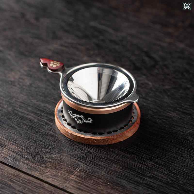 茶こし ダマスカス鋼 新中国風 ステンレス製 ティーフィルター 茶葉分離 功夫茶器 茶道具 茶道アクセサリー おしゃれ 高級感 普段使い