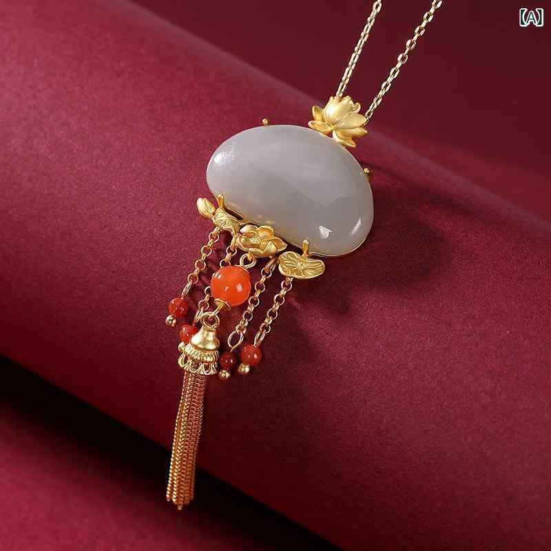 Coral Pink - ネックレス レディース レトロデザイン 天然石 スモーキーパープル 和田玉 南紅瑪瑙 宮廷風 大ぶりペンダント シルバー925 ファッション カジュアル 個性的
