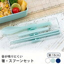 箸・スプーン セット 箸18cm ケース付き 《 ミントグリーン ネイビー ホワイト 》 ( 大人 ランチ 音が鳴りにくい 箸スプーン 新生活 お弁当 食洗機対応 抗菌 送料無料 子供 学校 コンビセット はしスプーンセット )