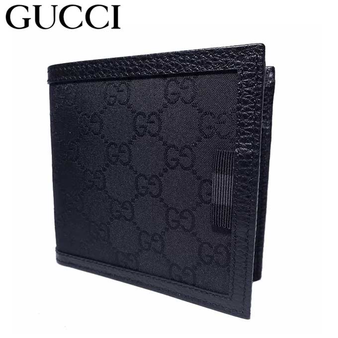 ●タイプ1● グッチ アウトレット GUCCI 財布 150413 GGナイロン 二つ折り財布(小銭入れ有り) GG柄・ブラック 【メンズ】【GG柄】【レディース】【ギフト】