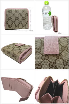 グッチ アウトレット GUCCI 財布 346056 レザー GG柄キャンバス 両開き財布 ベージュ系×ピンク系 【両開き】【RCP】【楽天カード分割】【レディース】