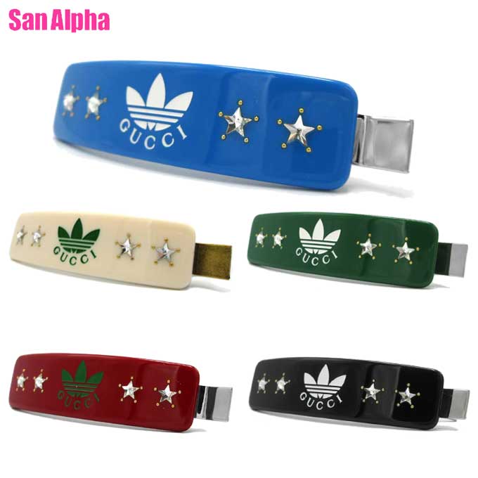 【10%OFF 5/21 09:59迄】グッチ アクセサリー ヘアアクセサリー adidas x GUCCI アディダス トレフォイル プリント バレッタ ヘアクリップ 702940 IAABI アウトレット レディース 送料無料