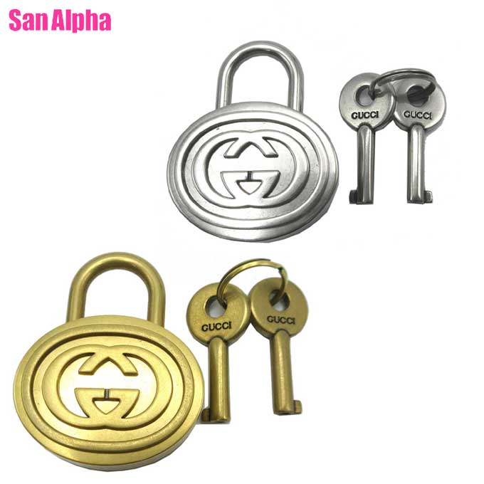 グッチ キーホルダー 小物 GUCCI インターロッキングG パドロック 南京錠 鍵x2 アンティーク調金具 751997 アウトレット レディース 送料無料