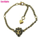 【10%OFF 5/7 AM9:59迄】【訳あり】グッチ ブレスレット アクセサリー GUCCI ライオンヘッド ハート メタル チェーン アンティーク加工 6...