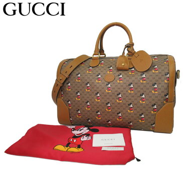 【1000円OFF 9/11 01:59迄】コラボ商品!! グッチ GUCCI ボストンバッグ レディース 547953(ブラウン系マルチ) ディズニー ミッキーマウス マイクロGG PVC インターロッキング ソーホー 2WAY 斜めがけ DISNEY ブティックライン 送料無料