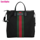 【10%OFF 5/7 09:59迄】グッチ バッグ トートバッグ GUCCI キャンバス ウェビングライン 2WAY 斜め掛け 619751 KWT7N 1060 (ブラック) A4対応 レディース アウトレット 送料無料