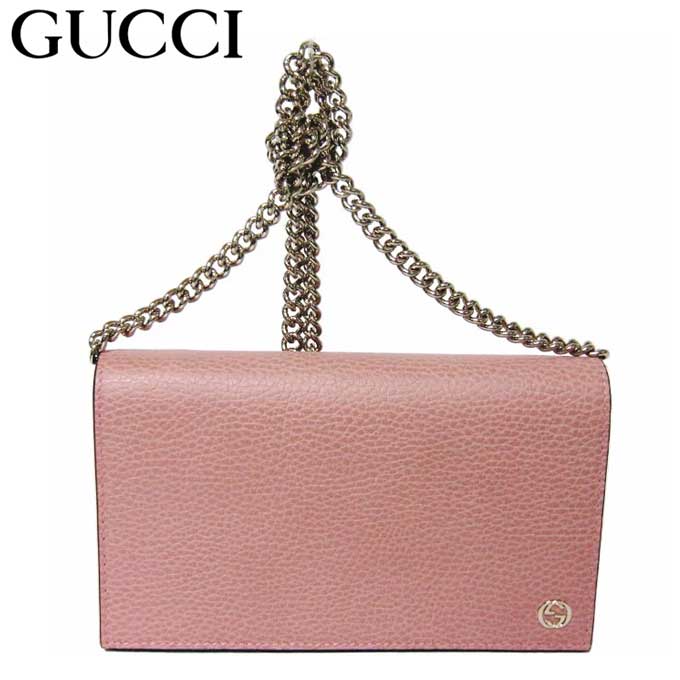 【ポイント5倍+最大2021円クーポン 1/10 0時〜】グッチ アウトレット GUCCI ショルダーバッグ 466506 レザー チェーンショルダー付き クラッチバッグ ライトピンク系【レディース】